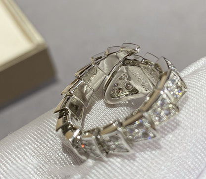 [⭐Mirelle]SERPENTI LARGE RING SILVER DIAMOND PAVED