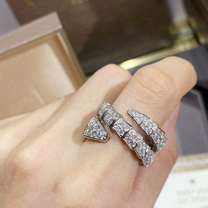 [⭐Mirelle]SERPENTI DOUBLE RING SILVER DIAMOND PAVED