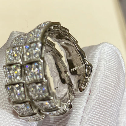 [⭐Mirelle]SERPENTI DOUBLE RING SILVER DIAMOND PAVED