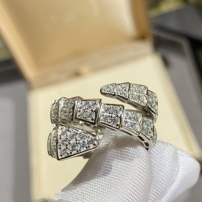 [⭐Mirelle]SERPENTI DOUBLE RING SILVER DIAMOND PAVED