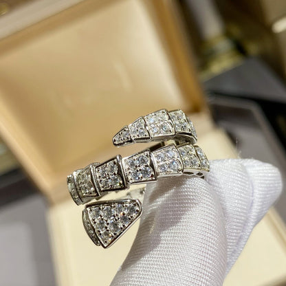 [⭐Mirelle]SERPENTI DOUBLE RING SILVER DIAMOND PAVED