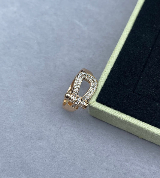 [⭐Mirelle]Wide Hoof-Shaped Diamond-Studded Ring