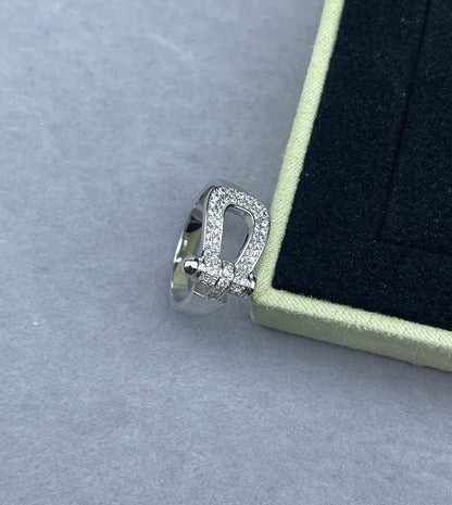 [⭐Mirelle]Wide Hoof-Shaped Diamond-Studded Ring