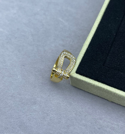 [⭐Mirelle]Wide Hoof-Shaped Diamond-Studded Ring