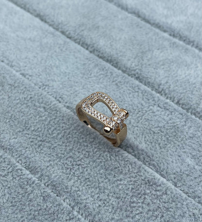 [⭐Mirelle]Wide Hoof-Shaped Diamond-Studded Ring