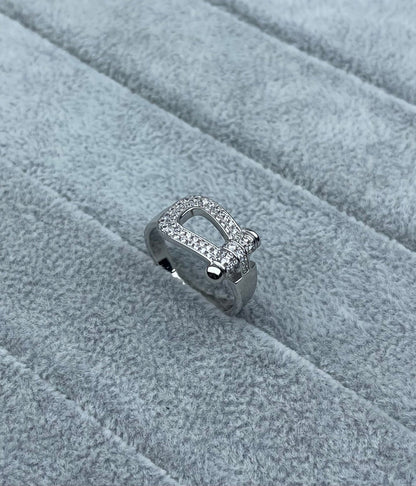 [⭐Mirelle]Wide Hoof-Shaped Diamond-Studded Ring