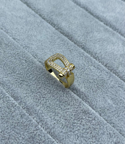[⭐Mirelle]Wide Hoof-Shaped Diamond-Studded Ring