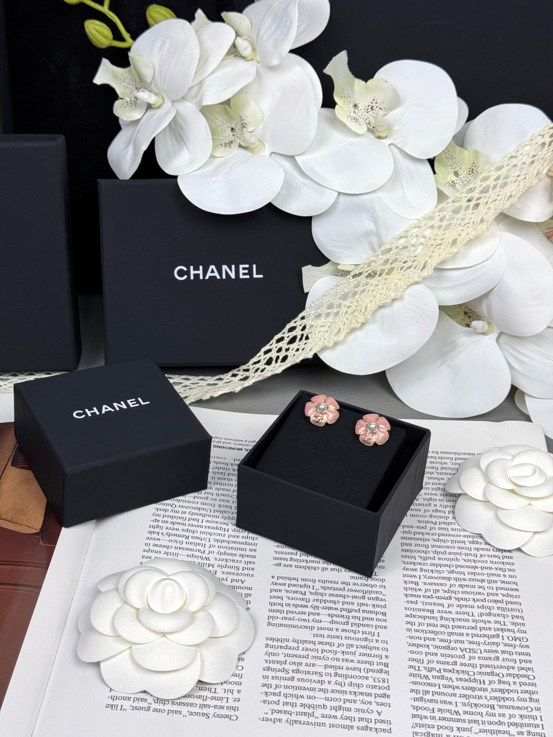 [⭐Mirelle]26C Pink Camellia Pearl Enamel Stud Earrings