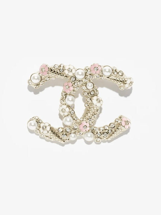[⭐Mirelle]26C Pink-White Enamel Ice Cream Cone Double C Brooch