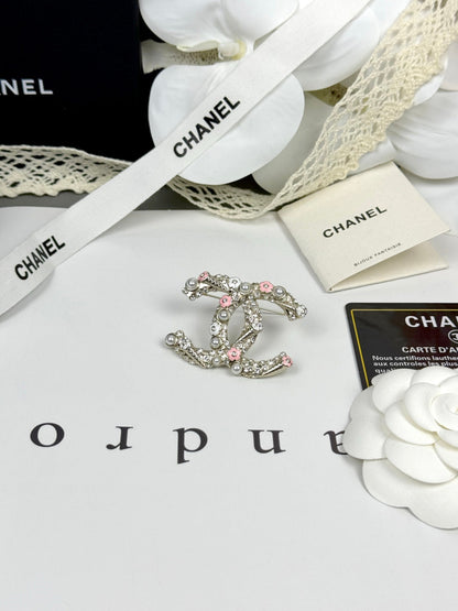 [⭐Mirelle]26C Pink-White Enamel Ice Cream Cone Double C Brooch