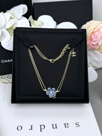 [⭐Mirelle]New Blue Floral Double-Layer Necklace