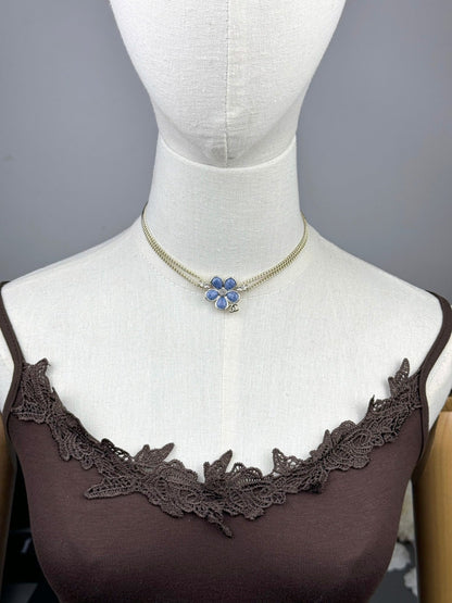 [⭐Mirelle]New Blue Floral Double-Layer Necklace