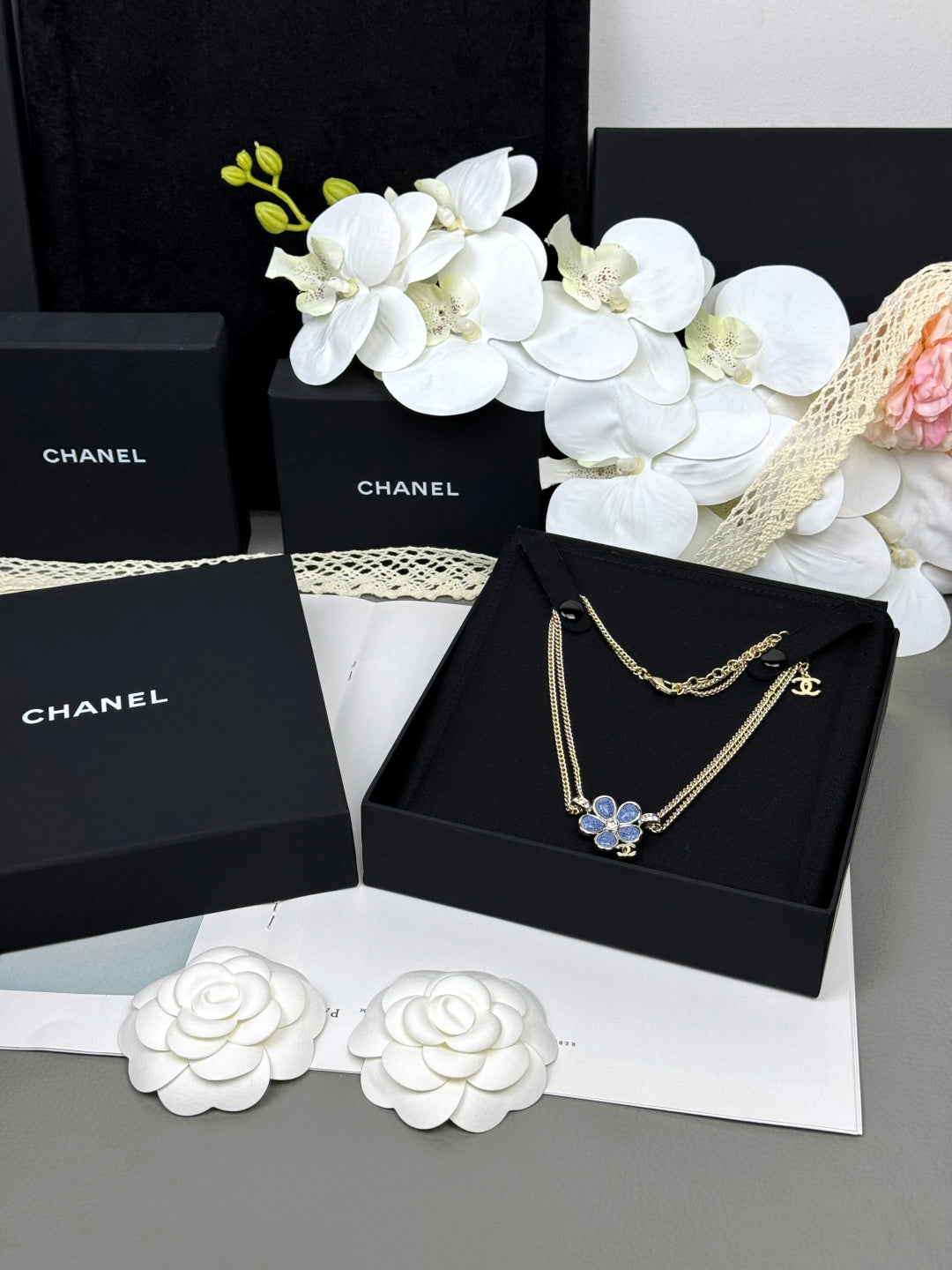 [⭐Mirelle]New Blue Floral Double-Layer Necklace