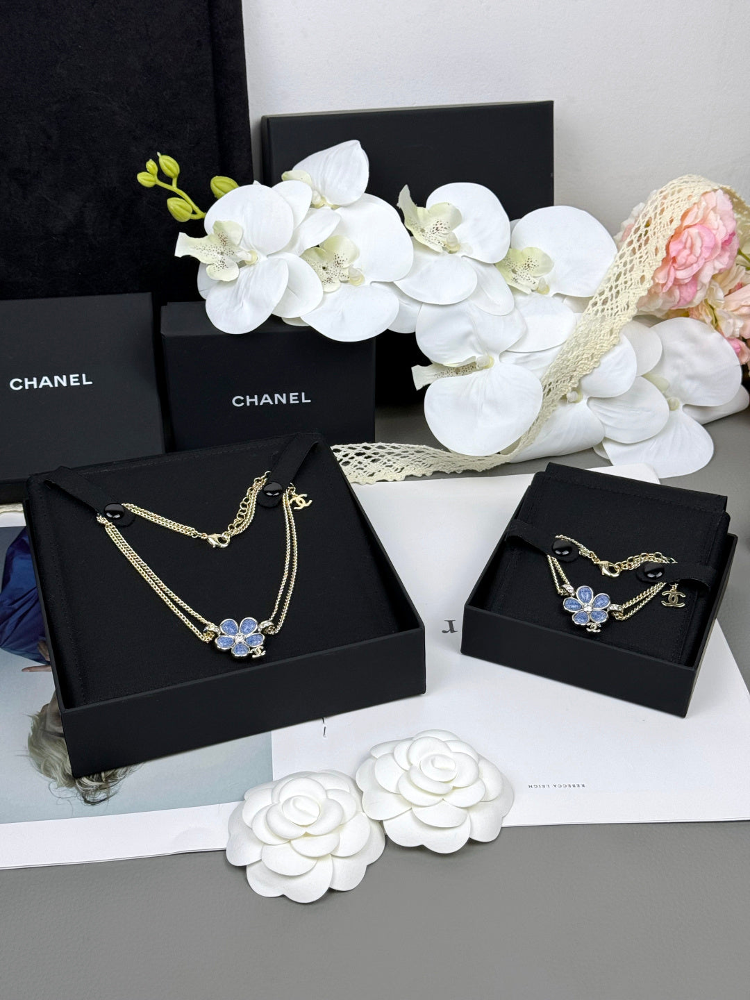 [⭐Mirelle]New Blue Floral Double-Layer Necklace