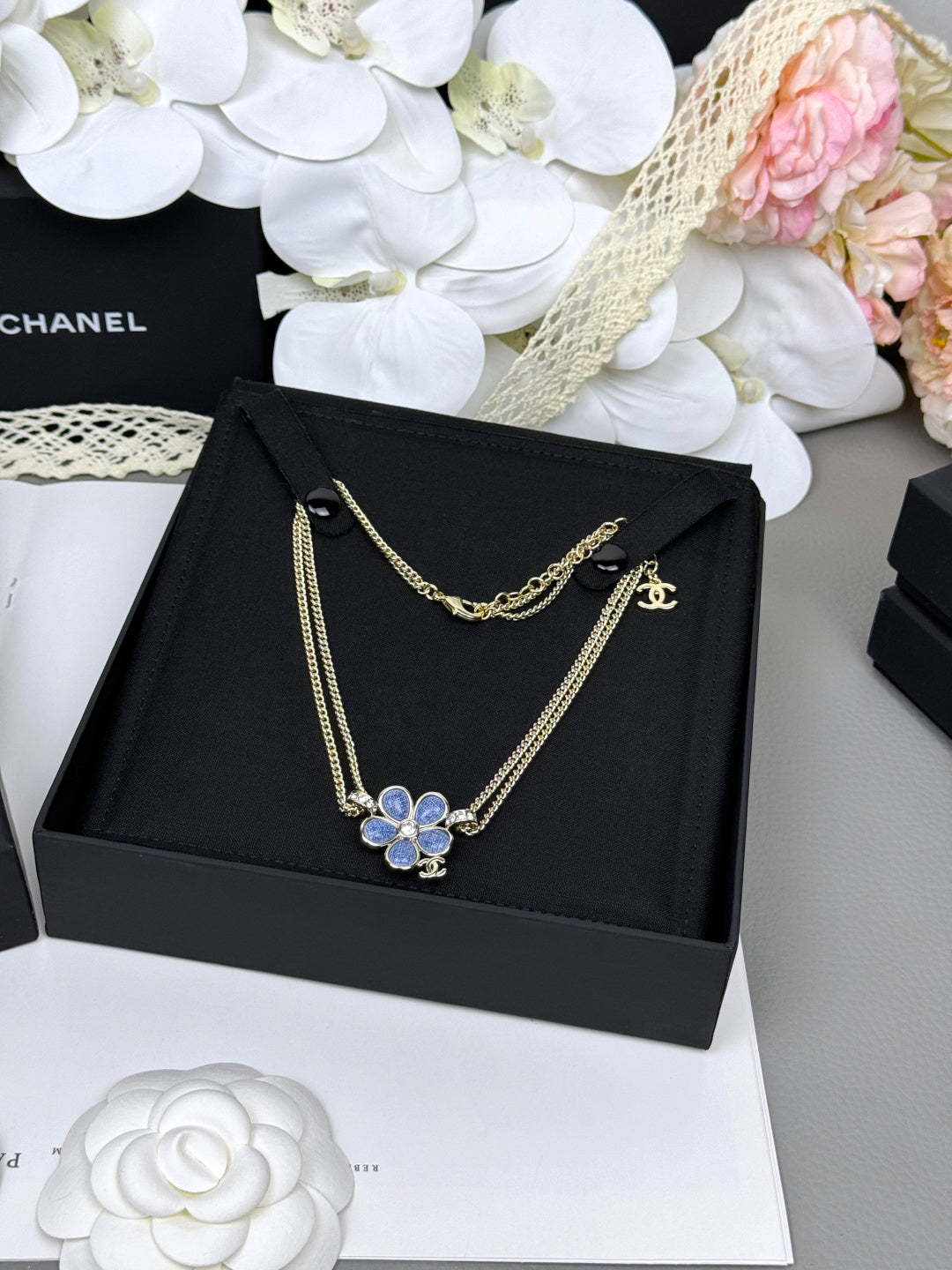 [⭐Mirelle]New Blue Floral Double-Layer Necklace