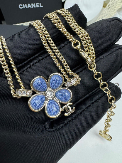 [⭐Mirelle]New Blue Floral Double-Layer Necklace