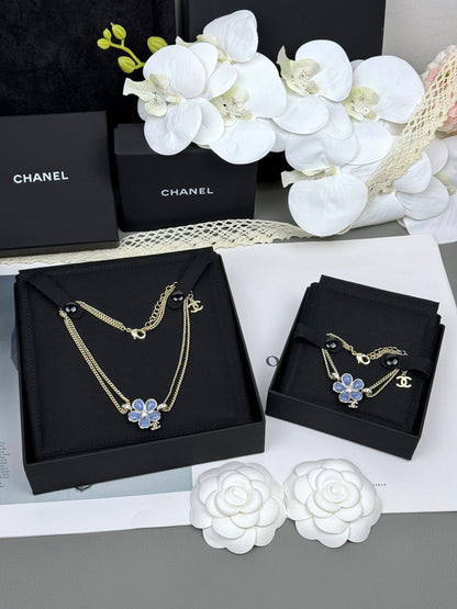 [⭐Mirelle]VOLTE New Blue Floral Double-Layer Bracelet