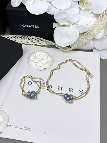 [⭐Mirelle]VOLTE New Blue Floral Double-Layer Bracelet