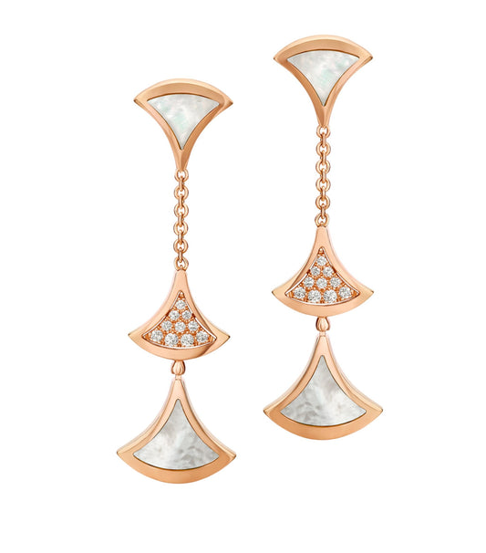 [⭐Mirelle]DREAM EARRINGS 3 MOTIFS DIAMOND MOP PINK GOLD