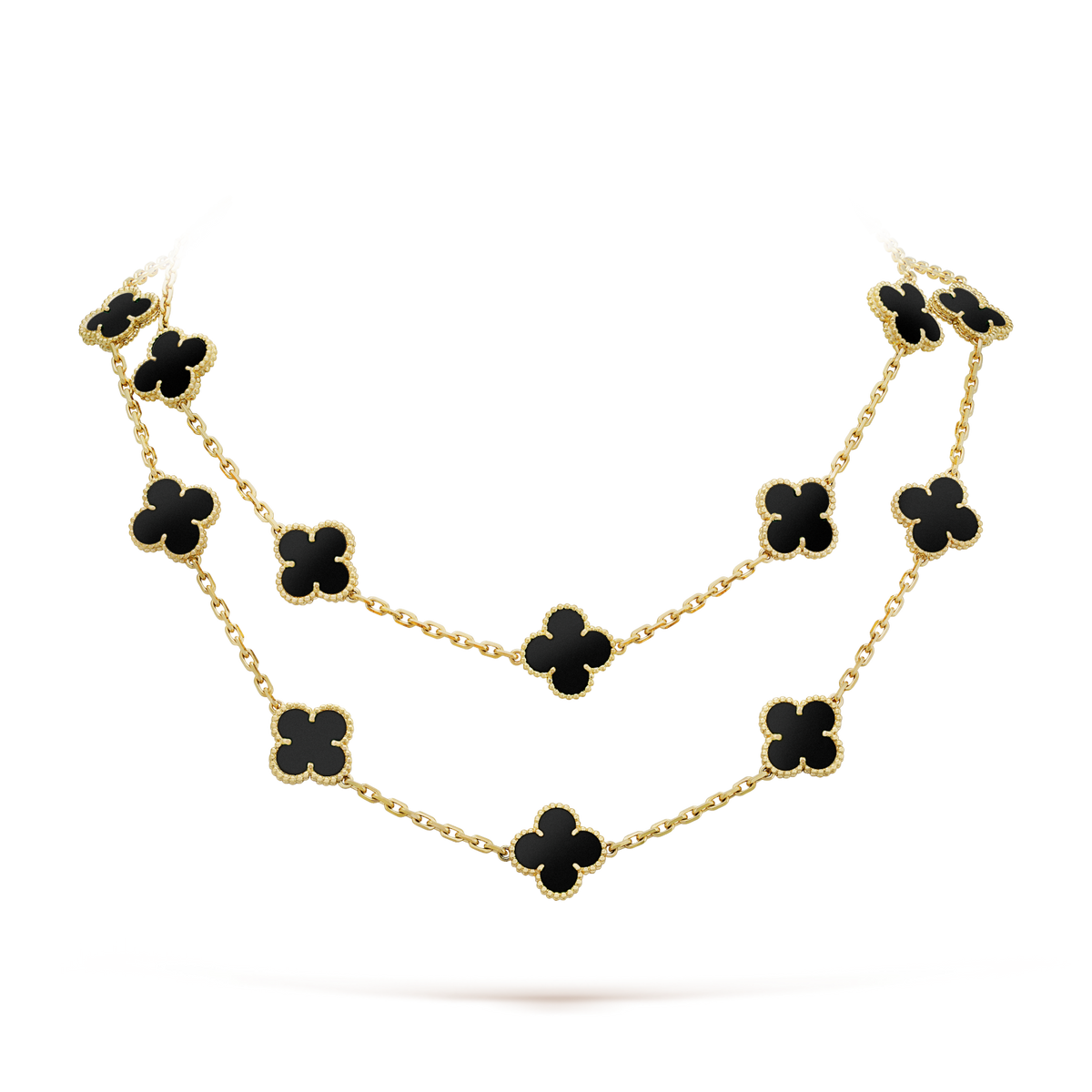 [⭐Mirelle]CLOVER 20 MOTIFS ONYX NECKLACE