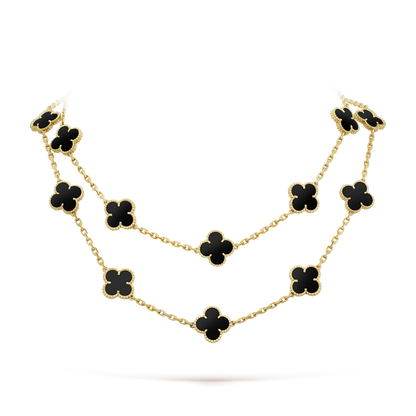 [⭐Mirelle]CLOVER 20 MOTIFS ONYX NECKLACE