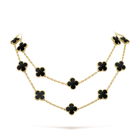 [⭐Mirelle]CLOVER 20 MOTIFS ONYX NECKLACE