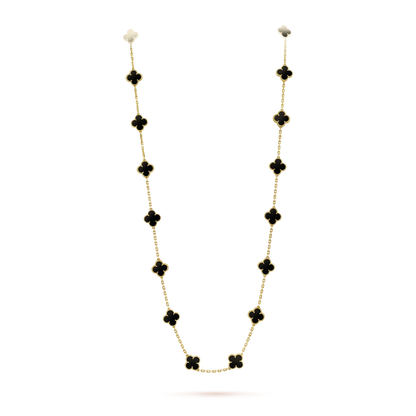 [⭐Mirelle]CLOVER 20 MOTIFS ONYX NECKLACE