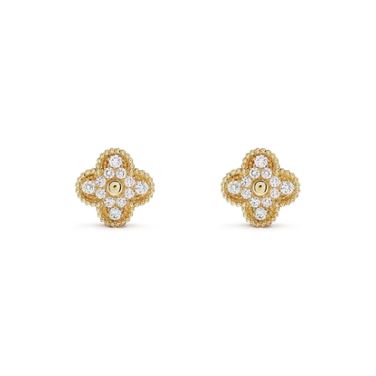 [⭐Mirelle]CLOVER MEDIUM 1 MOTIFS FUll DIAMOND EARRINGS