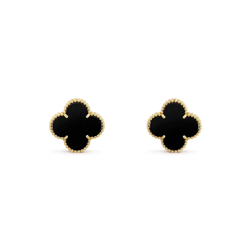 [⭐Mirelle]CLOVER MEDIUM 1 MOTIFS  ONYX STUD EARRINGS