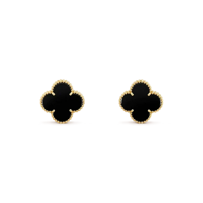 [⭐Mirelle]CLOVER MEDIUM 1 MOTIFS  ONYX STUD EARRINGS