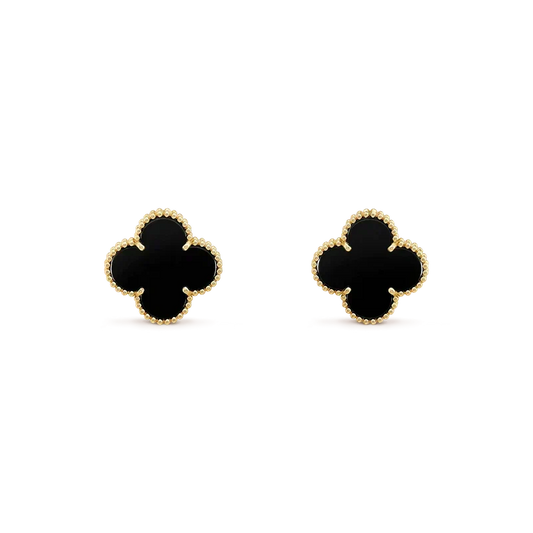 [⭐Mirelle]CLOVER MEDIUM 1 MOTIFS  ONYX STUD EARRINGS