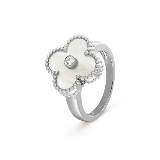[⭐Mirelle]CLOVER SILVER MOP DIAMOND RING