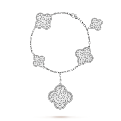 [⭐Mirelle]CLOVER 6 MOTIFS SILVER DIAMOND BRACELET