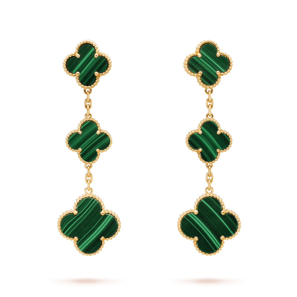 [⭐Mirelle]CLOVER MALACHITE 3 MOTIFS GOLD