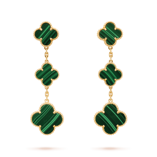 [⭐Mirelle]CLOVER MALACHITE 3 MOTIFS GOLD