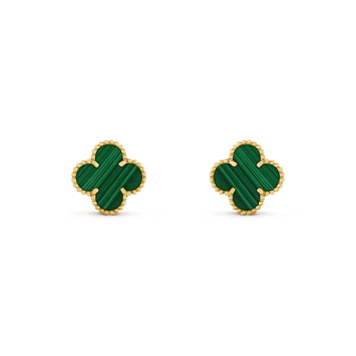[⭐Mirelle]CLOVER MEDIUM 1 MOTIFS MALACHITE  EARRINGS
