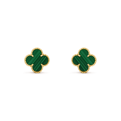 [⭐Mirelle]CLOVER MEDIUM 1 MOTIFS MALACHITE  EARRINGS