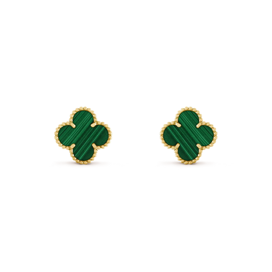 [⭐Mirelle]CLOVER MEDIUM 1 MOTIFS MALACHITE  EARRINGS