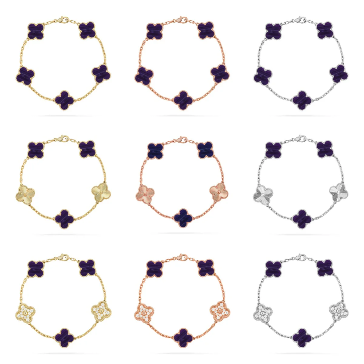 [⭐Mirelle]CLOVER 5 MOTIF PURPLE STRIPES BRACELET COLLECTION
