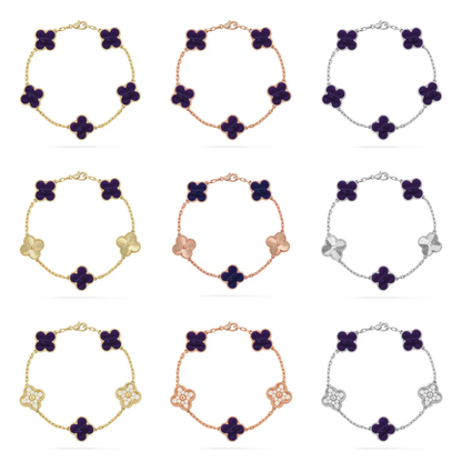 [⭐Mirelle]CLOVER 5 MOTIF PURPLE STRIPES BRACELET COLLECTION