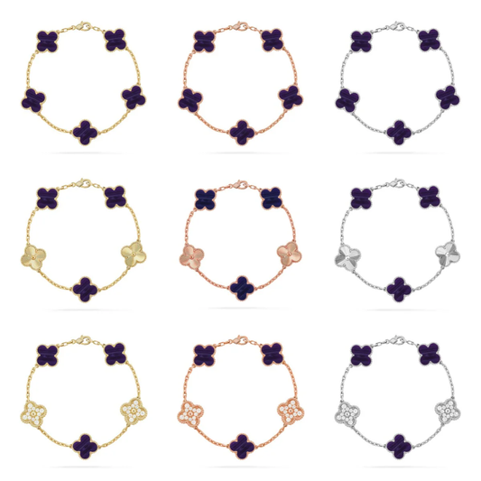 [⭐Mirelle]CLOVER 5 MOTIF PURPLE STRIPES BRACELET COLLECTION