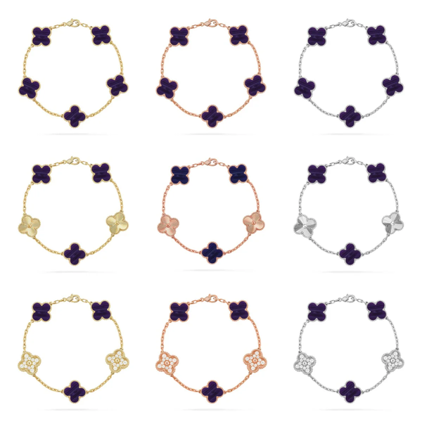 [⭐Mirelle]CLOVER 5 MOTIF PURPLE STRIPES BRACELET COLLECTION
