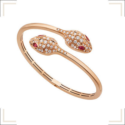 [⭐Mirelle]SERPENTI BRACELET PINK GOLD DIAMOND DOUBLE SNAKE