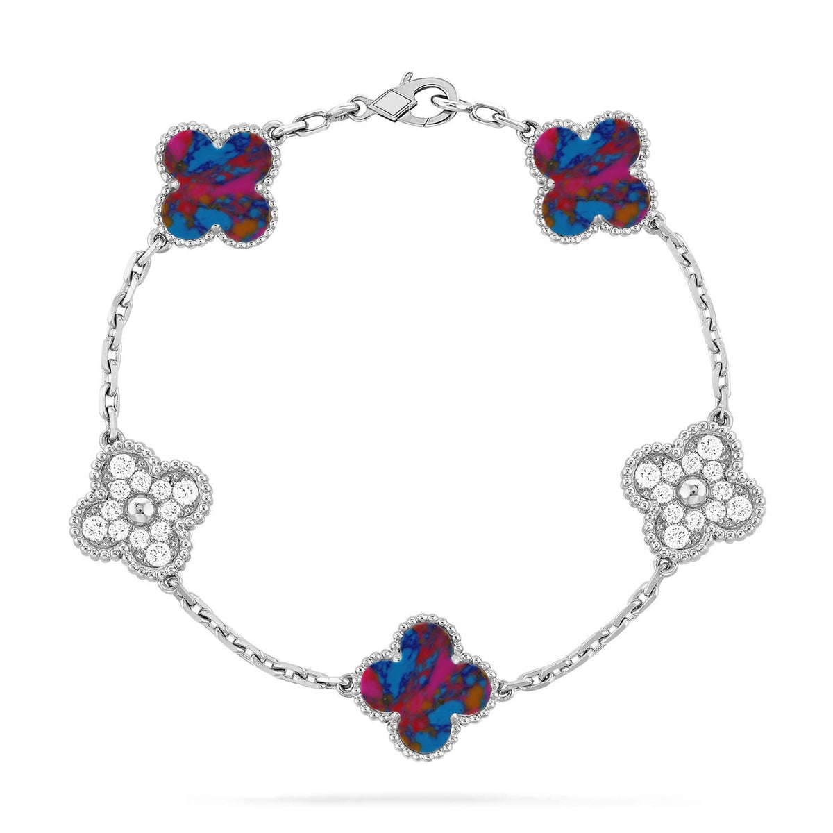 [⭐Mirelle]CLOVER 5 MOTIF COLOR GEMSTONES BRACELET COLLECTION