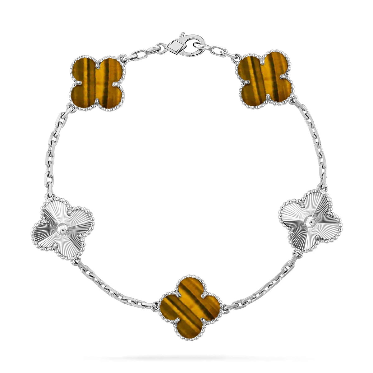 [⭐Mirelle] CLOVER 5 MOTIFS TIGER EYE BRACELET COLLECTION