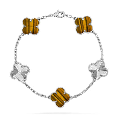 [⭐Mirelle] CLOVER 5 MOTIFS TIGER EYE BRACELET COLLECTION