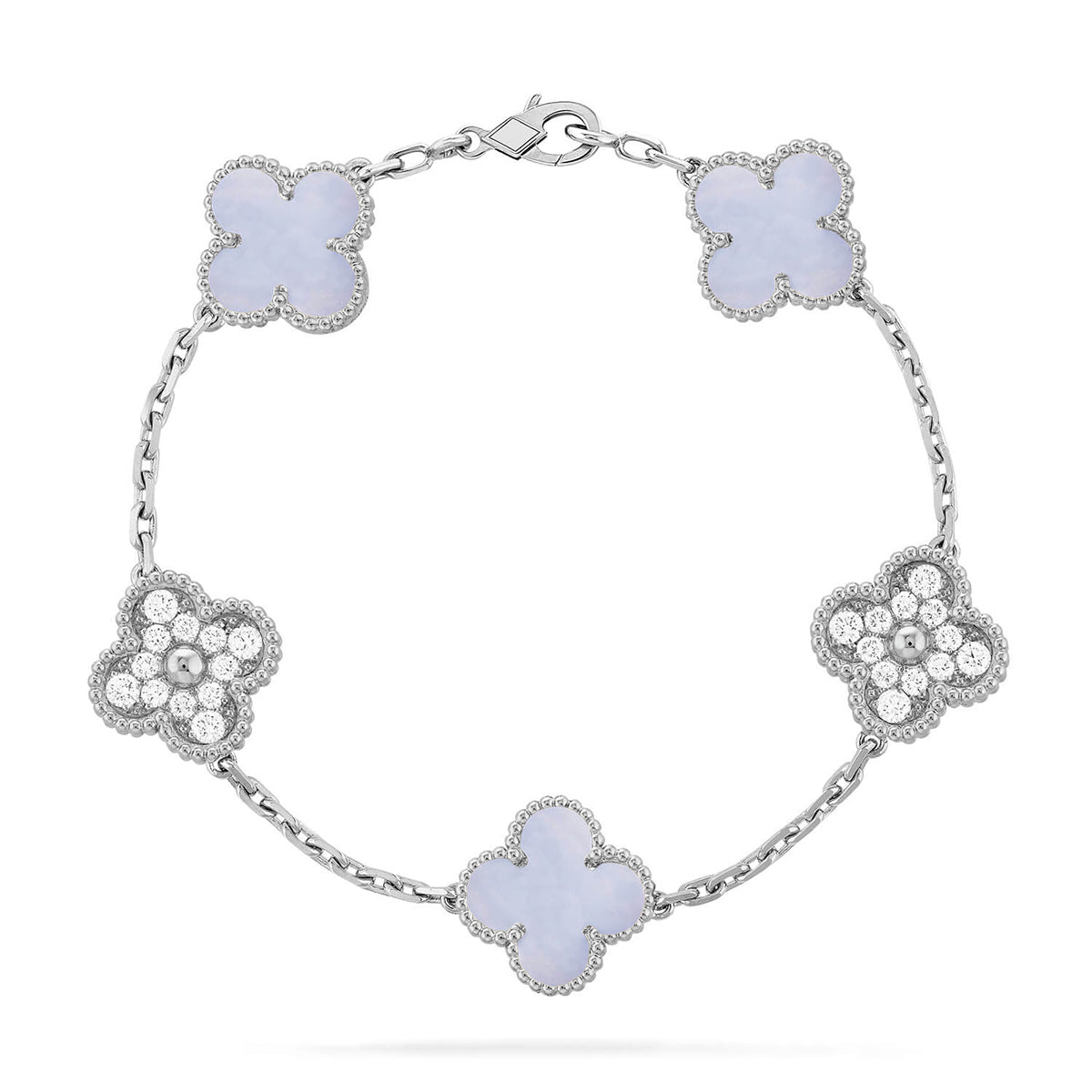 [⭐Mirelle] CLOVER 5 MOTIF PURPLE CHALCEDONY BRACELET COLLECTION