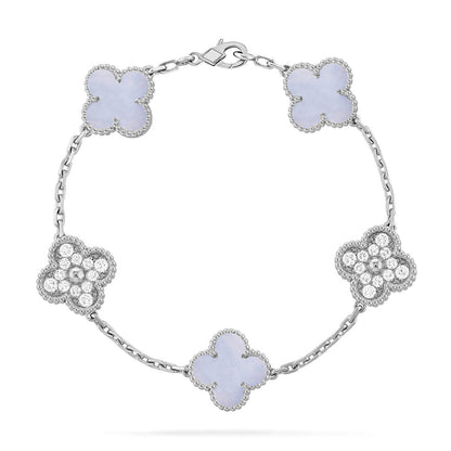 [⭐Mirelle] CLOVER 5 MOTIF PURPLE CHALCEDONY BRACELET COLLECTION