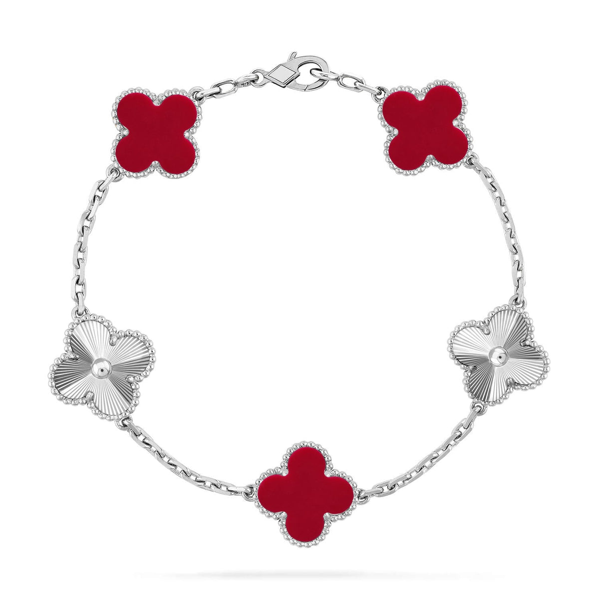 [⭐Mirelle] CLOVER 5 MOTIF RED CORNELIAN BRACELET COLLECTION