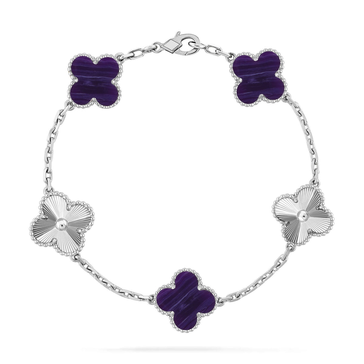 [⭐Mirelle]CLOVER 5 MOTIF PURPLE STRIPES BRACELET COLLECTION